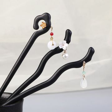 Premium Ebony Wood Hair Stick with Tassel - Vintage Chinese Style Hair Pin