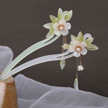 Handmade Chinese Style Hairpin with Tassels - Elegant Orchid Design for Hanfu & Cheongsam