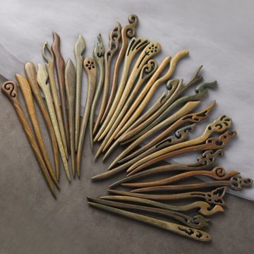 Handcrafted Green Sandalwood Hair Pin - Traditional Chinese Style Wooden Hair Stick for Updos & Hanfu