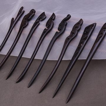 Handcrafted Ebony Wood Hair Pin - Premium Chinese Style Hair Accessory for Traditional & Modern Hairstyles
