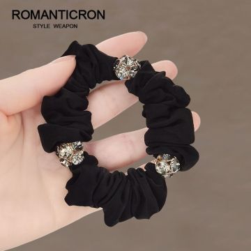 Premium Rhinestone Puff Ponytail Holder - High Elasticity Durable Hair Tie with Square Crystal Design