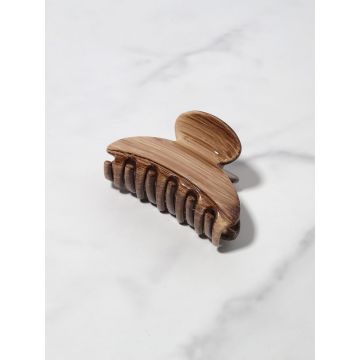 Artisanal Wood-Effect Large Hair Claw - Minimalist Eco-Chic Style