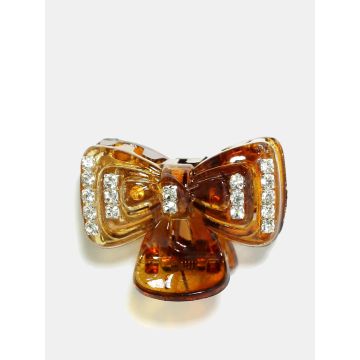 Sparkling Rhinestone Bow Mini Claw Clip - Chic Half-Up Hair Accessory
