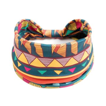Boho Wide Headband - African Print Knotted Turban Headwrap for Women & Girls